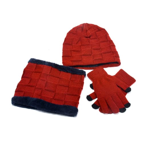 Warme Wintermütze, Infinity Schal & Handschuhe Set für Mädchen, Strickmütze, gemütlicher Halswärmer, thermisches einfaches Zubehör für Frauen, 1, Acrylfasern von OLACD