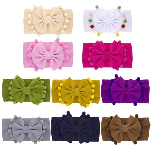 Weiche Schleife Kinder Haarband – einfarbig, lässige Kopfbedeckung für Kinder, 10 Stück von OLACD