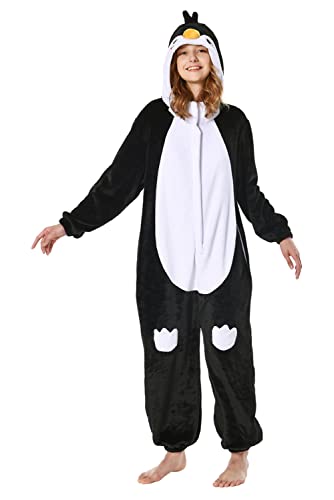 OLAOLA Onesie für Erwachsene Pinguin Tierkostüm Jumpsuit Damen Herren Kuschelig Einteiler Schlafanzug Unisex Onesies Karneval Weihnachten Halloween Cosplay Pyjamas von OLAOLA