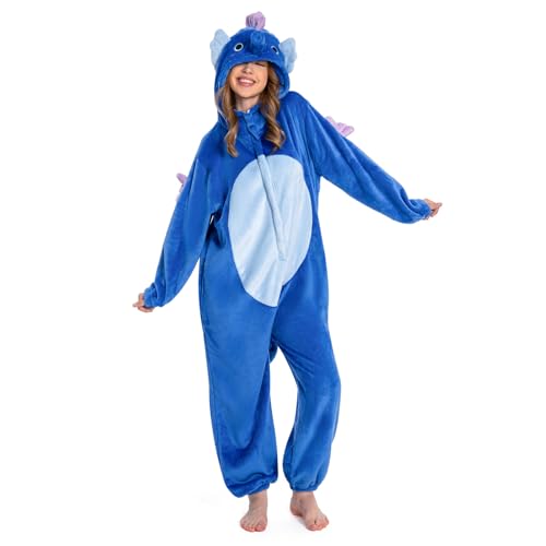 OLAOLA Onesie für Erwachsene, Seepferdchen Tierkostüm, Unisex Onesies Plüsch Halloween Cosplay Pyjamas Party Einteiler Schlafanzug von OLAOLA