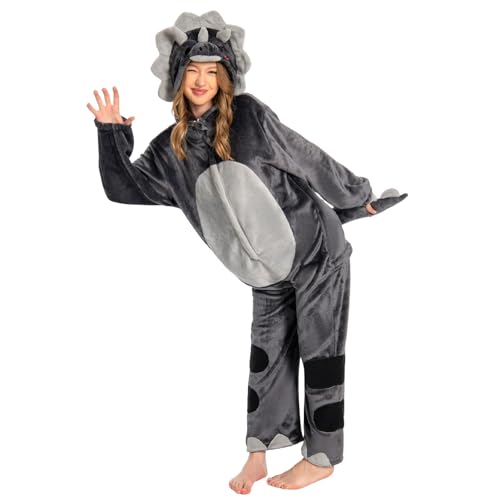 OLAOLA Onesie für Erwachsene Triceratops Tierkostüm Jumpsuit Damen Herren Kuschelig Einteiler Schlafanzug Unisex Onesies Karneval Weihnachten Halloween Cosplay Pyjamas von OLAOLA