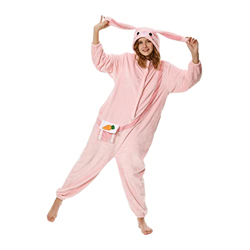 OLAOLA Schlafanzug für Erwachsene, Plüsch, für Damen, Halloween, Weihnachten, Einteiler, Cosplay-Kostüm, Adult Bunny, Medium-Large von OLAOLA