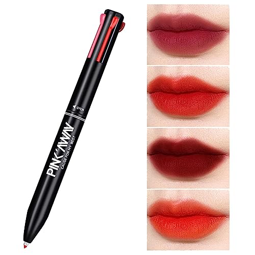 Make-Up-Stift, 4-In-1 Gepresster Lipliner-Lippenstift, All-In-1, Langlebig, Party-Geschenke Für Frauen, Lipliner-Stift Mit Spitzer, Make-Up-Stift, Wasserfester Make-Up-Stift Für Tägliche Augenbrauen von OLCANA