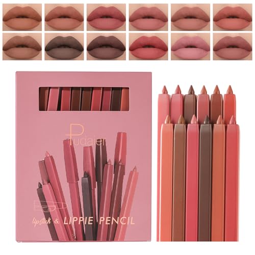 Mattes Lipliner-Set | 12 Farben wasserdichtes Antihaft-Lippenstift-Set,Lip Pencil Lip Crayon Feuchtigkeitsspendendes, langanhaltendes Lippenstift-Set für Damen Olcana von OLCANA