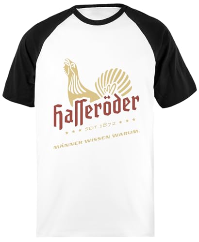 Hasseroder Baseball Unisex T-Shirt Weiß Schwarz Kurzarmshirt von Oldrytee