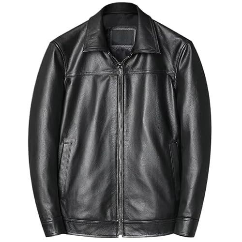 OLEETS Herren Lederjacke -Herren Freizeitmantel Frühling Herbst S-5Xl Übergröße Slim Fashion Tops Business Kleidung Langarm Retro Streetwear, Schwarz, S von OLEETS
