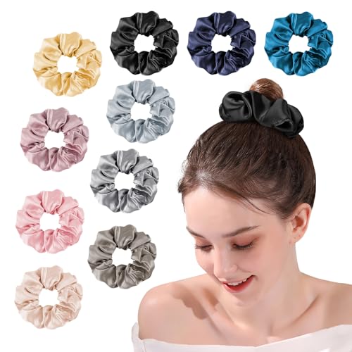 OLESILK 100% 7-er Set Seide Haargummi Silk Scrunchie Haarband Zopfgummi Haarringe Damen Pferdeschwanzhalter Gummibänder für Mädchen oder Frauen von OLESILK