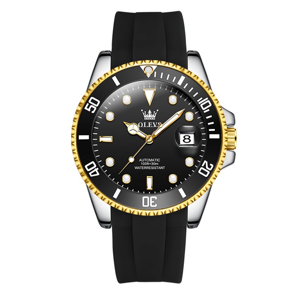 OLEVS Automatikuhr Luxus Herren Uhr - Sport Armband, Wasserdicht, Mechanisch, Luxus Herrenuhr im Diver Style - Flexibles Sportarmband von OLEVS