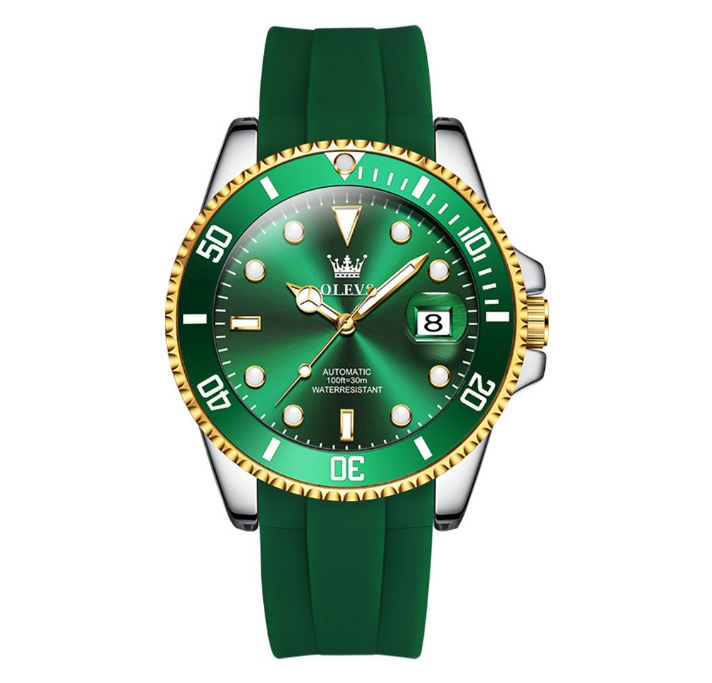 OLEVS Automatikuhr Luxus Herren Uhr - Sport Armband, Wasserdicht, Mechanisch, Luxus Herrenuhr im Diver Style - Flexibles Sportarmband von OLEVS