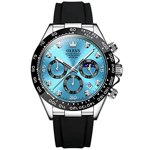 OLEVS Herren Chronograph Quarz Uhren Leuchtende Uhren für Männer Mode Freizeit, 2875-Blau, Chronograph, Digital von OLEVS