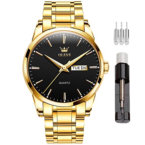 OLEVS Herren Casual Analog Quarz Armbanduhr Großes Zifferblatt Minimalistische Luxus Edelstahl Uhren Herren Luxus Leuchtend Wasserdicht Leicht Lesen Datum Uhr Kleid Uhr von OLEVS