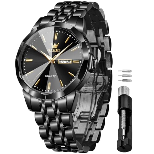 OLEVS Herrenuhren Skelettuhr Quarz Rennwagenrad Edelstahl Casual Sports Wasserdicht Leuchtend Herrenarmbanduhren von OLEVS