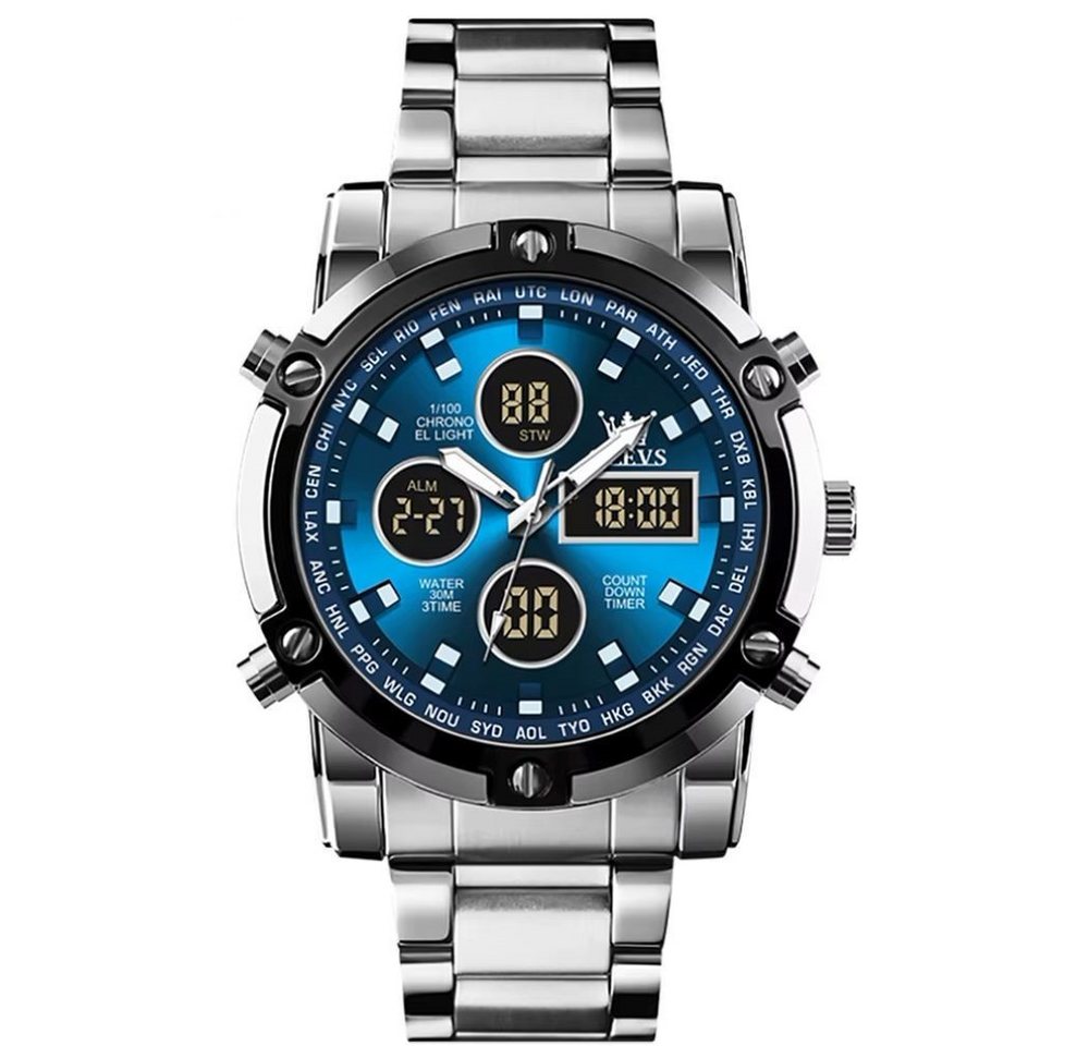 OLEVS Quarzuhr Olevs Herrenuhr 1106 Edelstahl Analoge+Digitaluhr für Männer XL 1106 von OLEVS