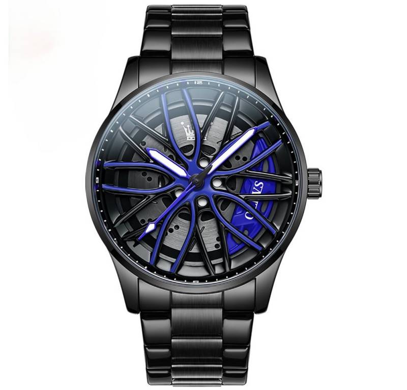 OLEVS Quarzuhr Herrenuhr Racing Luxusuhr Edelstahl Wasserdicht Armbanduhr Männeruhr, Drehbare Scheibe auf dem Zifferblatt von OLEVS