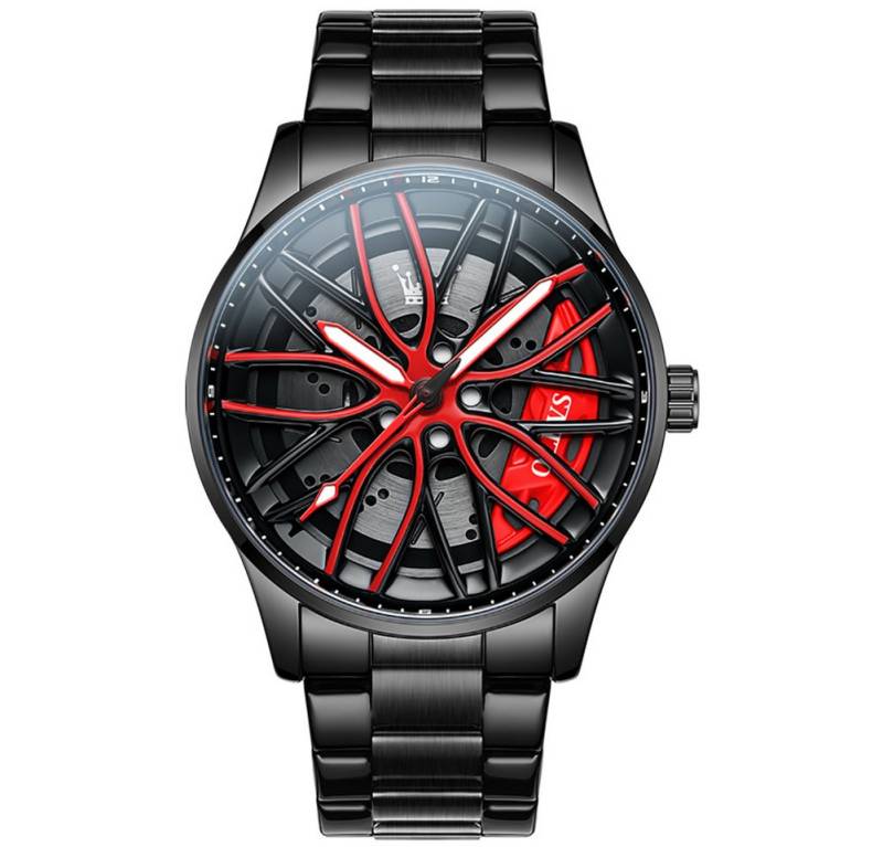 OLEVS Quarzuhr Herrenuhr Racing Luxusuhr Edelstahl Wasserdicht Armbanduhr Männeruhr, Drehbare Scheibe auf dem Zifferblatt von OLEVS