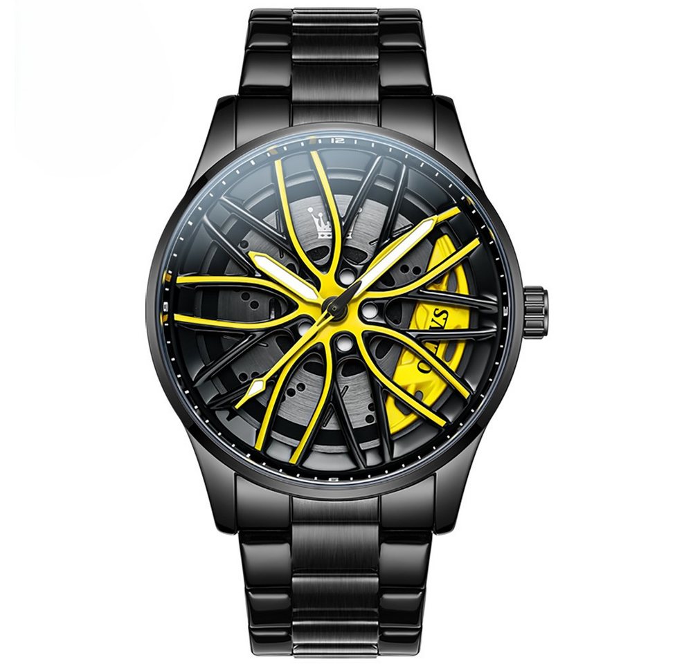 OLEVS Quarzuhr Herrenuhr Racing Luxusuhr Edelstahl Wasserdicht Armbanduhr Männeruhr, Drehbare Scheibe auf dem Zifferblatt von OLEVS