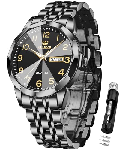 OLEVS Uhren Herren Business Kleid Analog Digital Quarz Edelstahl Wasserdicht Leuchtend Datum Luxus Armbanduhr Herren Geschenk von OLEVS