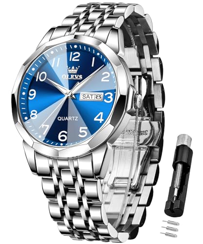 OLEVS Uhren Herren Business Kleid Analog Digital Quarz Edelstahl Wasserdicht Leuchtend Datum Luxus Armbanduhr Herren Geschenk von OLEVS