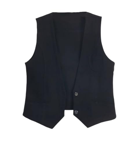 OLGER Ärmellose Jeansweste-Schwarze Retro-Gewaschene Jeansweste Slim Fit Gilet Kurze Jeansweste Für Damen In Übergröße Jeansjacke Sommer Frühling Jeansjacke Knopfleiste Strickjacke, XL von OLGER