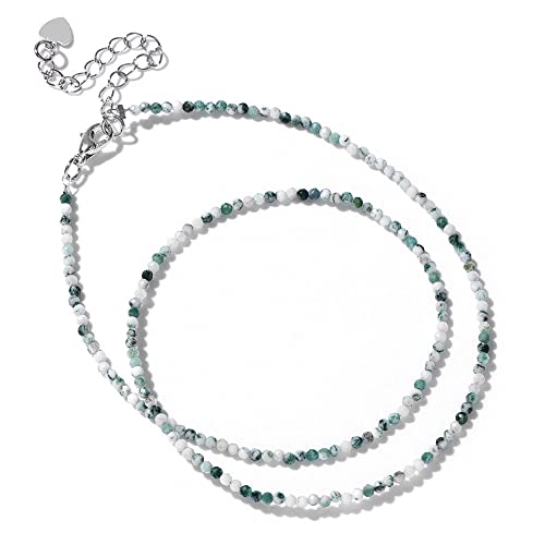 OLGER Chakra Halskette Echte Steine, Facettierte Mini-Perlen Halskette Baum Achat Reiki Balance Heilkristall Choker Edelstein Freundschaftsarmband Boho Yoga Schmuck Für Frauen Männer Mädchen Geschenk von OLGER