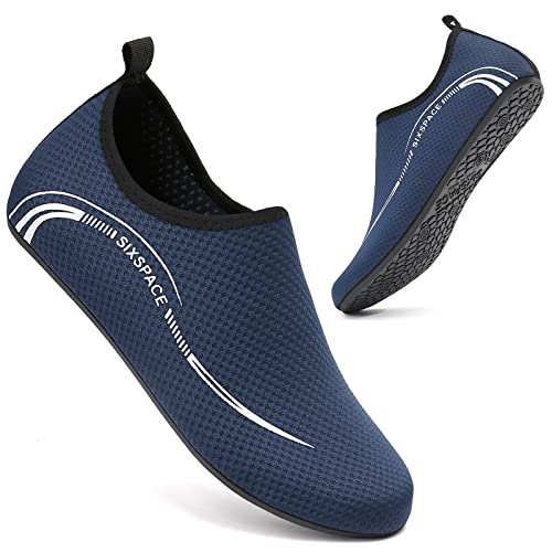 OLINPHD Badeschuhe Wasserschuhe Herren Damen Stiefeletten Strandschuhe Kurze Stiefel Schnelltrocknend Sommersocken Schwimmen Surfen Tauchschuhe Sport Yoga (Blau,37 EU) von OLINPHD