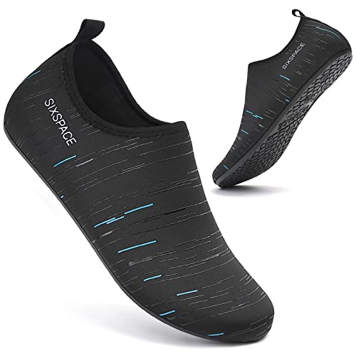 OLINPHD Badeschuhe Wasserschuhe Herren Damen Stiefeletten Strandschuhe Kurze Stiefel Schnelltrocknend Sommersocken Schwimmen Surfen Tauchschuhe Sport Yoga (Schwarz Blau,38 EU) von OLINPHD