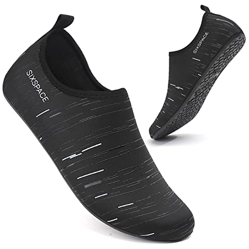 OLINPHD Badeschuhe Wasserschuhe Herren Damen Stiefeletten Strandschuhe Kurze Stiefel Schnelltrocknend Sommersocken Schwimmen Surfen Tauchschuhe Sport Yoga (Schwarz Weiß,37 EU) von OLINPHD