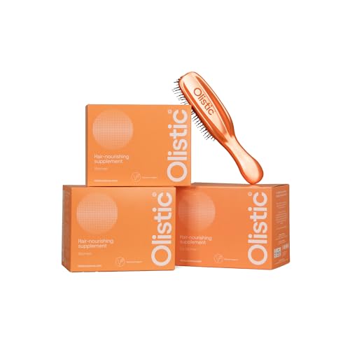 Olistic WOMEN – 3er-Pack mit je 28 Ampullen + Bürste, für Frauen bei Haarausfall, brüchigem & glanzlosem Haar. Haarpflege von innen, kräftigt & unterstützt bei Haarausfall. Natürlich, vegan von OLISTIC