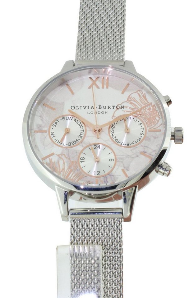 OLIVIA BURTON Quarzuhr OB16CQS06 Chrono Deal Abstract Floral RG& Silver von OLIVIA BURTON