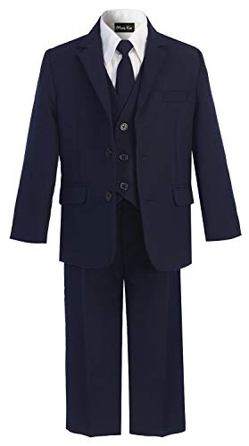 OLIVIA KOO Boys Solid 5-Piece Formal Suit Set with Matching Neck Tie,Navy,14 von OLIVIA KOO