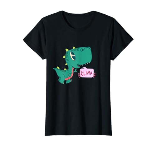 OLIVIA - Schöner Mädchen Name mit süßem Baby Dinosaurier T-Shirt von OLIVIA Tochter Enkel Geburtstag Geschenkideen