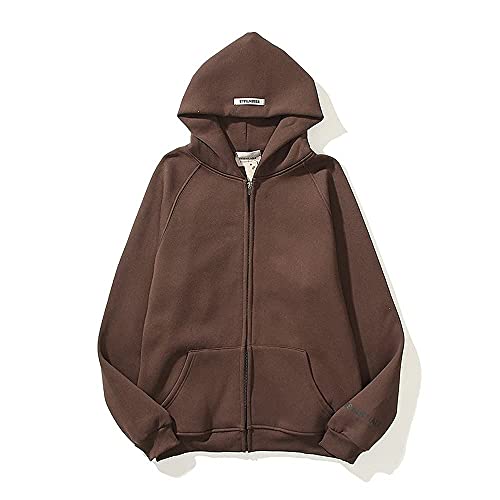 OLIVIAYDS Fear of God Essential Hoodie Jacke für Unisex Hip Hop Sweatshirt Damen Herren Langarm Pullover Top Shirt, coffee, L von OLIVIAYDS