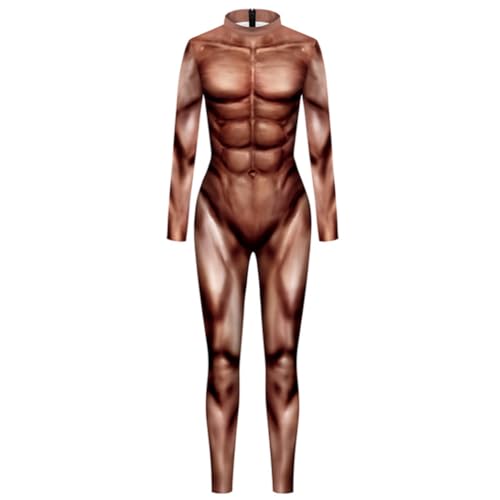 OLIns Men's 3D Print Cosplay Green Muscles Jumpsuit Costume Halloween (Color:Nude,Size:L) von OLIns