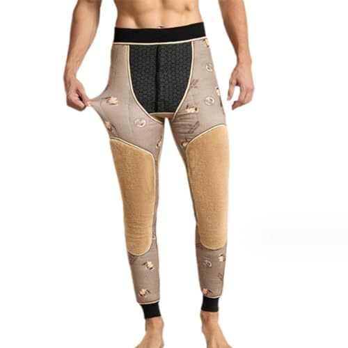 OLIns Thermal Long Johns Mens with Fleece Lined Winter Warm Compression Leggings 2XL-5XL(Color:Black,Size:3XL) von OLIns