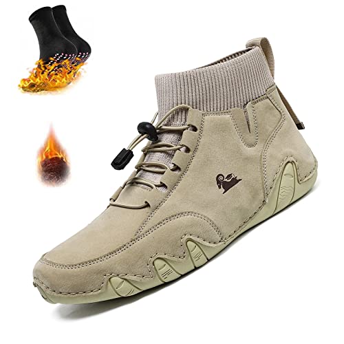 Italienische handgefertigte Wildleder-Stiefel, italienische handgefertigte High-Top-Casual-Sockenlederstiefel, Beck-Schuhe for Herren, wasserdichte Turnschuhe, rutschfeste, atmungsaktive Chukka (Colo von OLLOUM