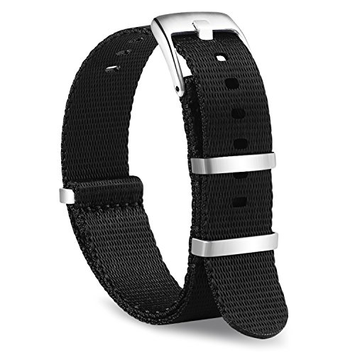 OLLREAR Unisex Nylon Uhrenarmbänder Edelstahl Silberne Schnalle 20mm Black Ersatzband Sportbänder Ersatzarmband Watch Straps für Herren Damen OLLREAR Unisex Nylon Uhrenarmbänder Edelstahl Silberne Schnalle 20mm Black Ersatzband Sportbänder Ersatzarmband Watch Straps für Herren Damen von OLLREAR