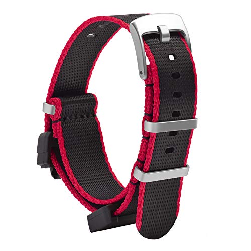 OLLREAR Unisex Nylon Uhrenarmbänder Ersatz Kompatibel mit G-8900 GA-100HP GD-100H series DW-5600 GW-M5610 DW6900 22mm Schwarz Rot von OLLREAR