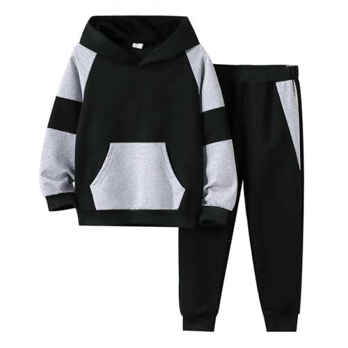 OLMRJKD 5–11 Jahre Jungen Kleidung Langarm Kapuzenpullover Colorblock Sweatshirt + Hose 2-teiliges Herbst-Winter-Outfit-Set, Z: Schwarz, 11-12 Jahre OLMRJKD 5–11 Jahre Jungen Kleidung Langarm Kapuzenpullover Colorblock Sweatshirt + Hose 2-teiliges Herbst-Winter-Outfit-Set, Z: Schwarz, 11-12 Jahre von OLMRJKD