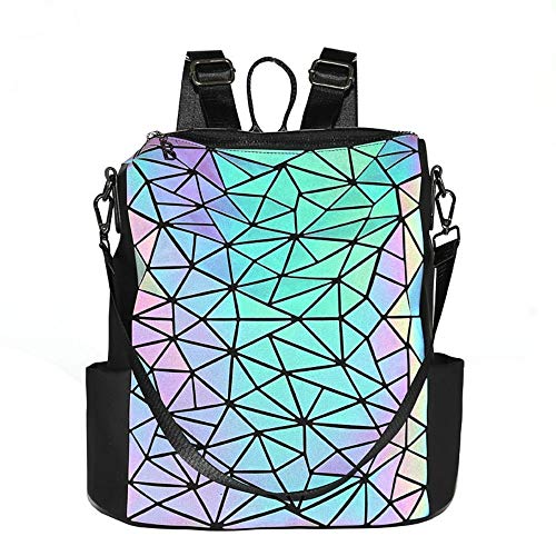 OLOEY Geometrische leuchtende Geldbörsen und Handtaschen für Damen, Farbwechsel, holografisch, reflektierend, Crossbody-Taschen, Rucksack, Mittelgroßer Rucksack 1, Mid Size, Reisen von OLOEY