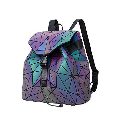 OLOEY Geometrische leuchtende Geldbörsen und Handtaschen für Damen, Farbwechsel, holografisch, reflektierend, Crossbody-Taschen, Rucksack, Mittelgroßer Rucksack 2, Mid Size, Reisen von OLOEY