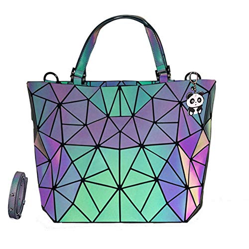 OLOEY Geometrische leuchtende Geldbörsen und Handtaschen für Damen, Farbwechsel, holografisch, reflektierend, Crossbody-Taschen, Rucksack, Tragetasche, Laptop von OLOEY
