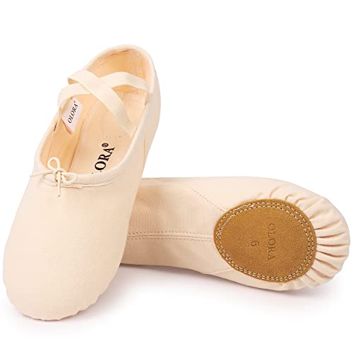 OLORA Ballettschuhe Damen Gymnastikschuhe Ballettschläppchen Ballerinas Tanzschuhe Flach für Erwachsene-Rosa 39 EU von OLORA