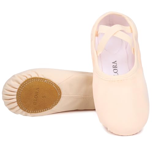 OLORA Ballettschuhe Damen Gymnastikschuhe Ballettschläppchen Ballerinas Tanzschuhe Flach für Erwachsene-Rosa 45 EU von OLORA