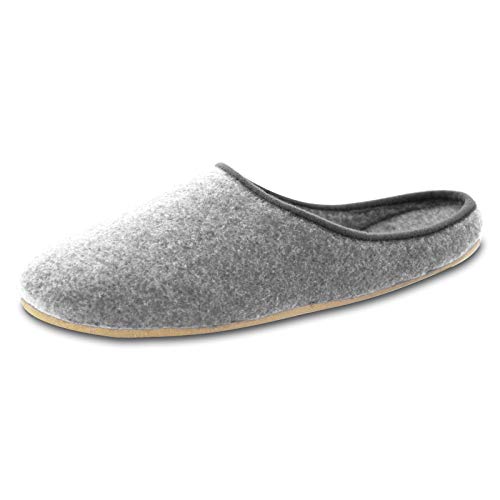 OLShop AG Filzpantoffeln Hausschuhe in grau aus Filz mit Porosohle (Gummisohle) in den Größen 36-48 Unisex mit Zierleiste, Grau, 39 EU von OLShop AG