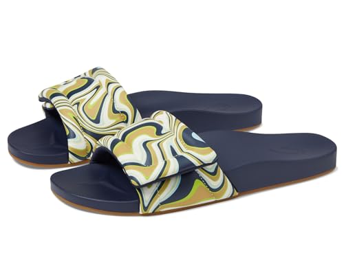 OLUKAI Damen Sunbeam Slide Sandale, Deepest Depths/Swirl, 38.5 EU von OLUKAI