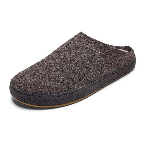 OLUKAI Hamani Hulu Herren Wollpantoffeln, Weiche & Bequeme Hausschuhe mit Premium-Materialien, Schaffell Shearling & Italienischer Filz, Ganztägige Kleidung, Dark Java/Dark Java, 47 EU von OLUKAI