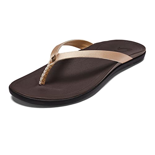 OLUKAI Ho'opio Leather Sandals- Women's Bubbly/Dark Java 5 von OLUKAI