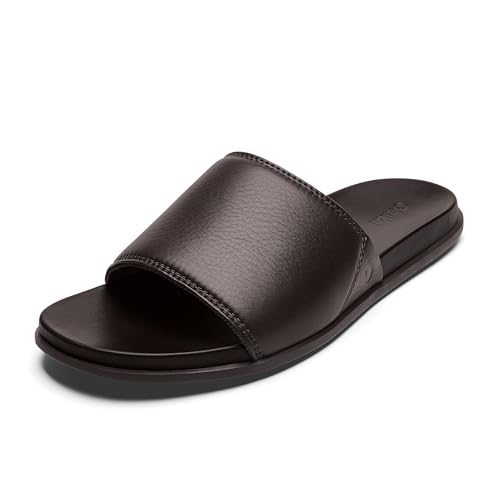 OLUKAI Olali Slide Herren Ledersandalen, bequemer Riemen und Fußgewölbeunterstützung, weiches und strapazierfähiges Material, ganztägiges Tragen, Dark Java/Dark Java, 49.5 EU von OLUKAI