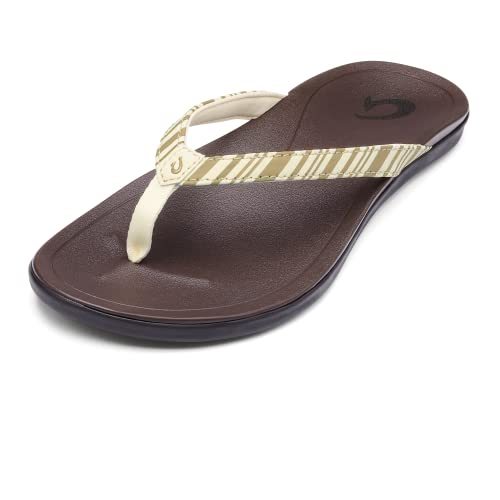 OluKai Ho'opio Women's Beach Sandals, Quick-Dry Flip-Flop, Water Resistant & Modern Low Profile Design, All-Day Comfort Fit, Clay/Stripe, 11 von OLUKAI