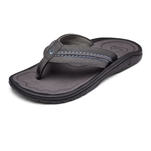 OluKai Hokua Men's Beach Sandals, Quick-Dry Flip-Flop Slides, Water Resistant & Wet Grip Rubber Soles, Compression Molded Footbed & Soft Comfort Fit, Pavement/Pavement, 10 von OLUKAI